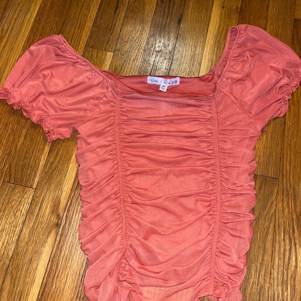 Crave Fame Rust Rouched top